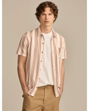 Lucky Brand Linen Short Sleeve Stripe Shirt - Natural