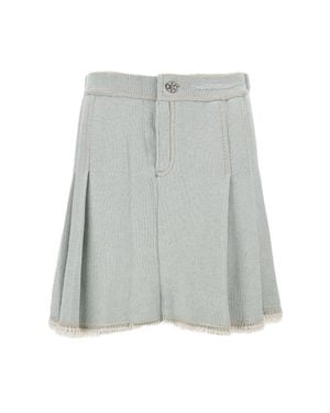 Barrie Pleated Skirt With Buckled Waistband And Textured Finish - Gray