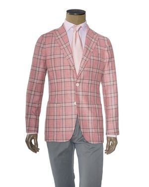 Sartorio Napoli Double-Windowpane Virgin Wool-Silk Sport Jacket - Pink