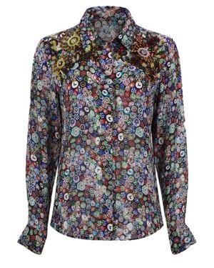 Dries Van Noten Intricately Embroidered Viscose Shirt - Gray