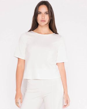 Ripley Rader Extended Ponte Knit Short Sleeve Top - White