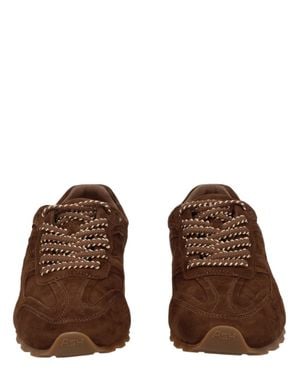 Ash Rich Suede Diamond Stitching Sneakers - Brown