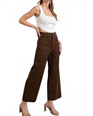 Eesome Wide Leg Curvy Crop Trouser - Brown