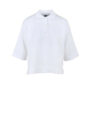 Alpha Studio Cotton Knit Polo Shirt - White