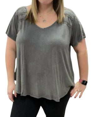Kori Crochet Knit Top - Gray