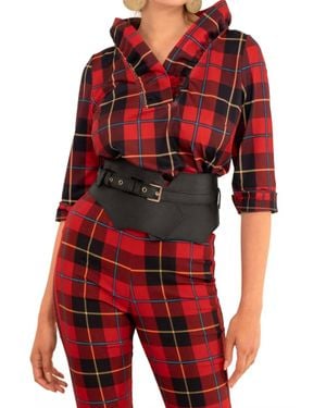 Gretchen Scott Stand Up Ruffle Neck Top - Red