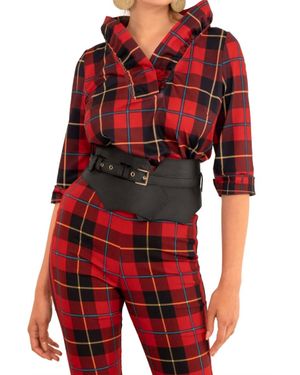 Gretchen Scott Stand Up Ruffle Neck Top - Red