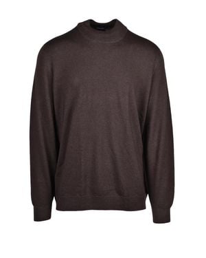 Drumohr Extrafine Merino Wool Stand-Collar Pullover - Brown