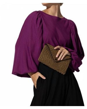 LUSANA Heidi Long Sleeve Blouse - Purple