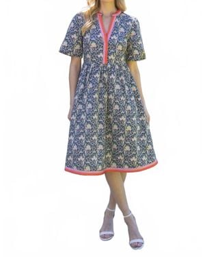 Voya Vintage Midi Dress - Blue