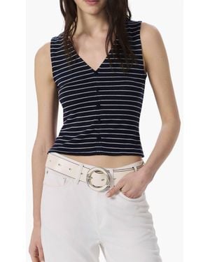 Rag & Bone Striped Button Knit Blouse - Blue