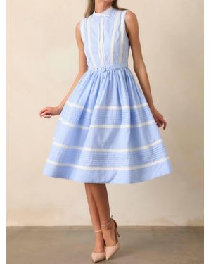 PROSPERINE® Emma Micro Gingham Lace Midi Dress - Blue