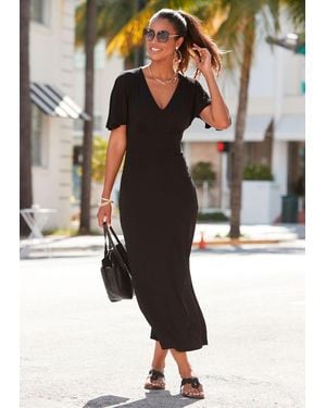 Lascana V-Neckline Maxi Dress - Black