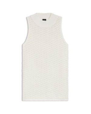 BOSS Knitted Cotton Top With Micro-Lace Structure - White