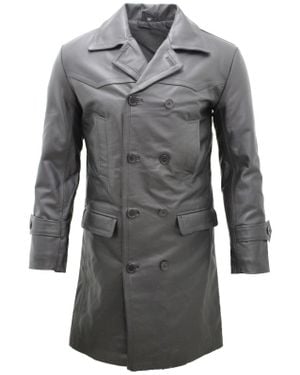 Infinity Leather Cowhide Leather Peacoat-Dortmund - Gray