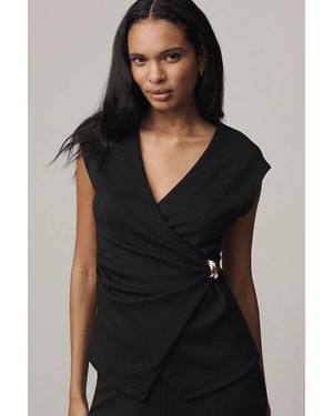 Maeve Hardware Wrap Top - Black