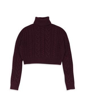 Amiri Cable Knit Burgundy Turtleneck Sweater - Purple