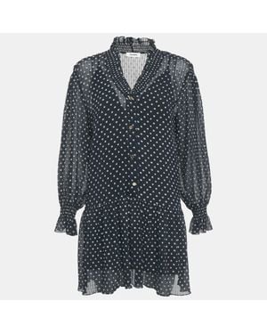 Sandro Polka-Dot Georgette Fil Coupé Mini Dress - Blue