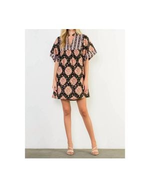Thml Puff Sleeve Floral Mini Dress - Black