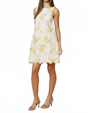 Lalavon Floral Embroidered Shift Dress - Natural