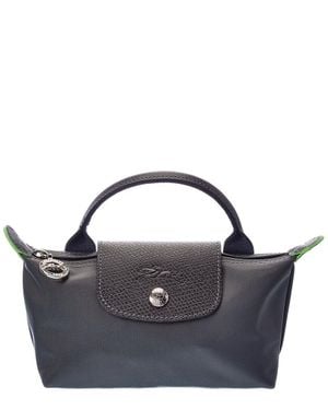 Longchamp Le Pliage Canvas Pouch With Handle - Blue