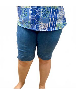 Southern Lady Denim Knee Short - Blue