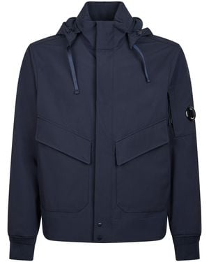 C.P. Company Structured Hooded Jacket With Distinctive Lens Detail - Blue