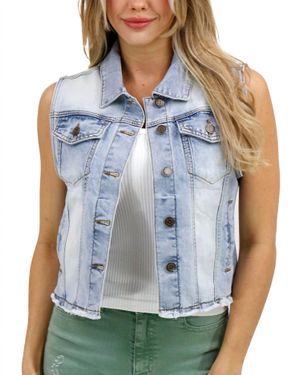 Grace and Lace Soft Wash Denim Vest - Blue