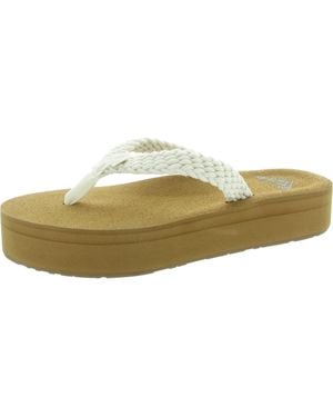 Roxy Porto Platform Padded Insole Woven Slide Sandals - Natural