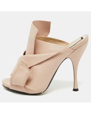 N°21 N21 Leather Ronny Pleated Mules - Natural