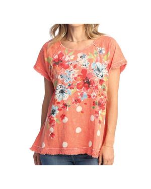 Jess & Jane Bossa Nova Mineral Washed Gauze & Cotton Top - Orange