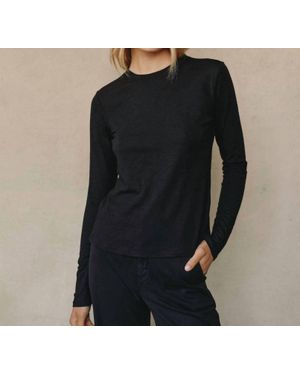 Bella Dahl Long Sleeve Crew Neck T-Shirt - Black