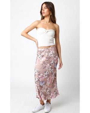 Olivaceous Marina Floral Midi Skirt - White