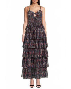 Hutch Rosey Floral Tiered Gown - Purple