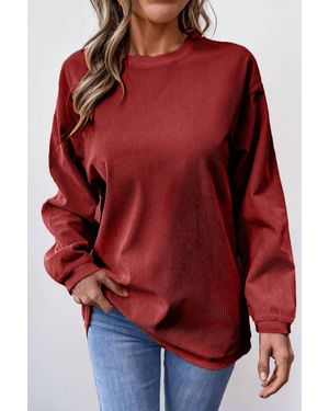Aapparella Ribbed Loose Fit Sweatshirt - Red