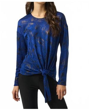 Joseph Ribkoff Abstract Print Scoop Neck Long Sleeves Straight Top - Blue