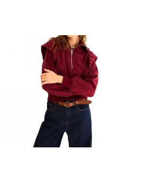 The Greii Mar Zip-Up Ruffled Sweatshirt - Blue
