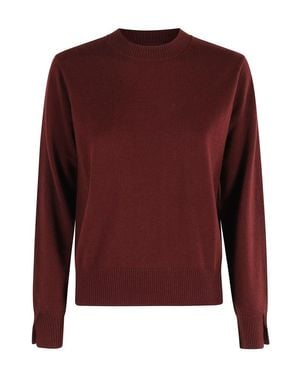 Seventy Burgundy Round Neck Sweater With Ribbed Detailing - Red