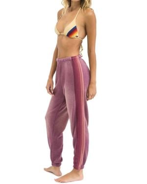 Aviator Nation 5 Stripe Sweatpants - Red