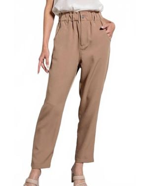 Eesome Banded Straight Pants - Brown