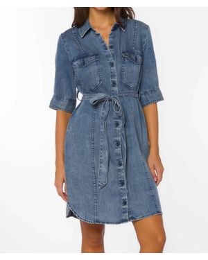 Velvet Heart Austine Button Mini Dress - Blue
