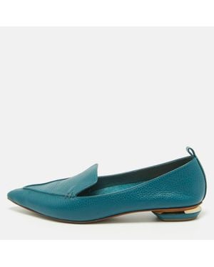 Nicholas Kirkwood Aqua Leather Beya Pointed Toe Loafers - Blue