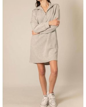 P.Cill Butter Modal Quarter Zip Long Sleeve Dress - Natural