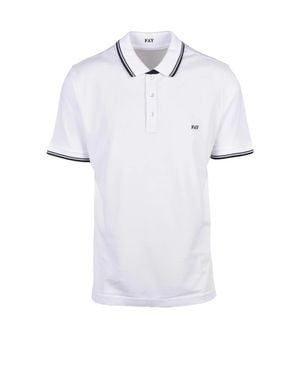Fay Contrasting Detail Cotton-Blend Polo Shirt - White