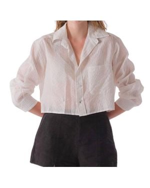 CISSA Shorty Cotton Silk Sheer Stripe Shirt - Gray