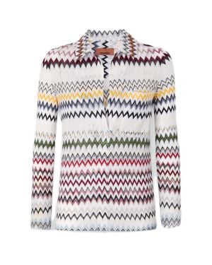 Missoni Raschel Zig Zag Polo - White