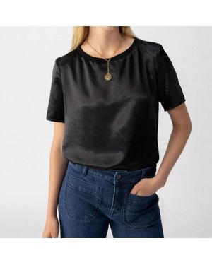 Sanctuary Timeless Satin Short Sleeve Tee - Black