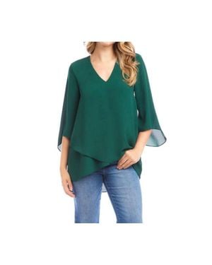Karen Kane Bracelet Sleeve Asymmetric Top - Green