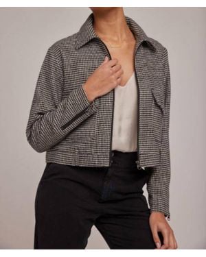 Bella Dahl Flap Pocket Zip Up Jacket In Black - Gray