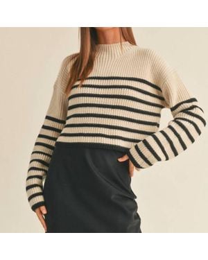 Miou Muse Striped Pattern Sweater - Black